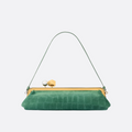 LE SALON CLUTCH AUS WILDLEDER MIT KROKO-PRÄGUNG